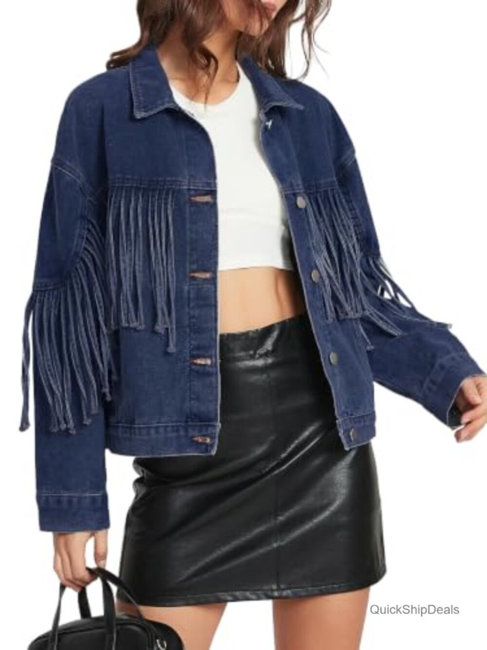 Oversized Fringed Denim Jacket Tassel Western Jean Jacket